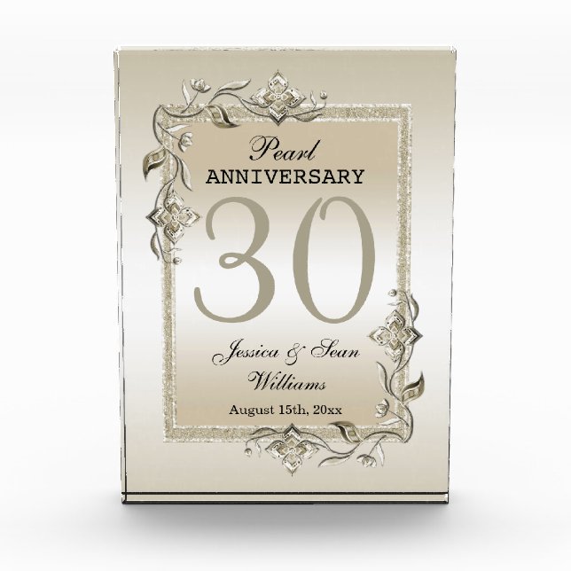 Pearl Gem & Glitter 30th Wedding Anniversary     Acrylic Award (Front)