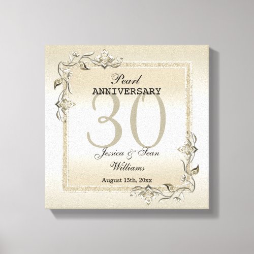 Pearl Gem  Glitter 30th Wedding Anniversary  Canvas Print