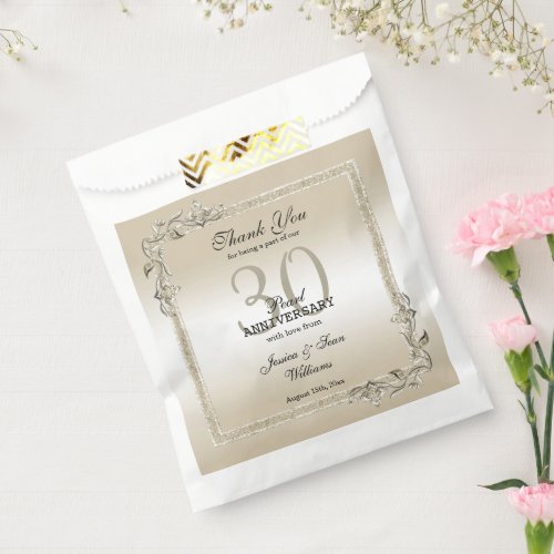 Pearl Gem  Glitter 30th Wedding Anniversary   Favor Bag