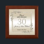 Pearl Gem & Glitter 30th Wedding Anniversary  Gift Box<br><div class="desc">Glamorous and elegant posh 30th Pearl Wedding Anniversary gift box with stylish pearl gem stone jewels corner decorations and matching colored glitter border frame. A romantic design for your celebration. All text, font and font color is fully customizable to meet your requirements. If you would like help to customize your...</div>