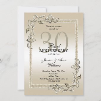 Pearl Gem & Glitter 30th Wedding Anniversary Invitation 