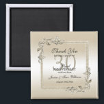 Pearl Gem & Glitter 30th Wedding Anniversary    Magnet<br><div class="desc">Glamorous and elegant posh 30th Pearl Wedding Anniversary party thank you magnet with stylish pearl gem stone jewels corner decorations and matching colored glitter border frame. A romantic design for your celebration. All text, font and font color is fully customizable to meet your requirements. If you would like help to...</div>