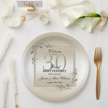 Pearl Gem & Glitter 30th Wedding Anniversary   Paper Plates by shm_graphics at Zazzle