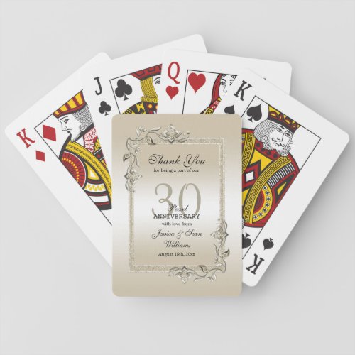 Pearl Gem  Glitter 30th Wedding Anniversary    Poker Cards