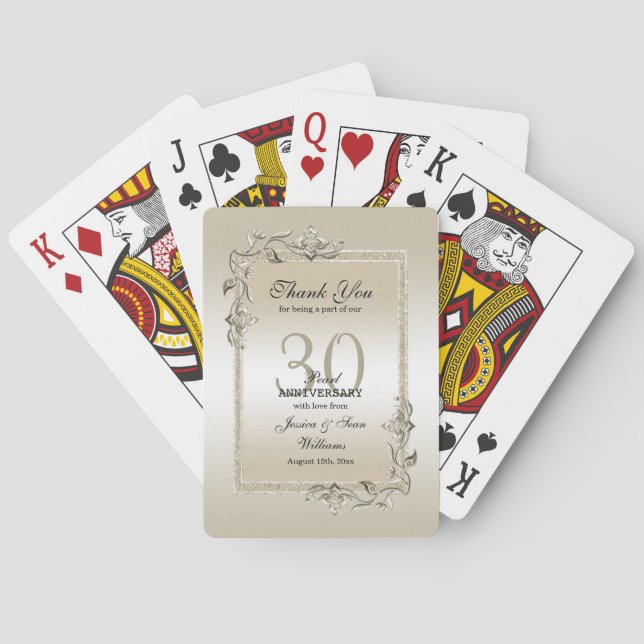 Pearl Gem & Glitter 30th Wedding Anniversary    Poker Cards (Back)