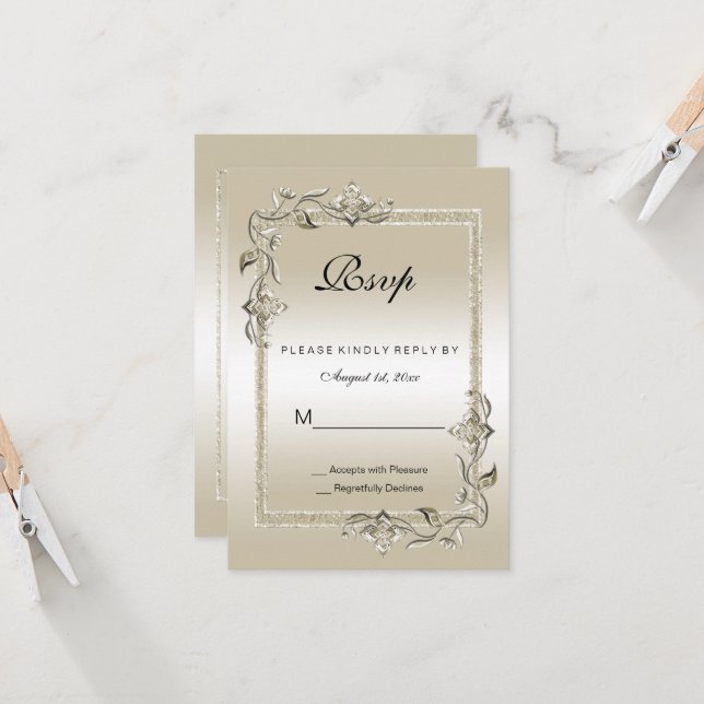 Pearl Gem & Glitter 30th Wedding Anniversary RSVP (Front/Back In Situ)