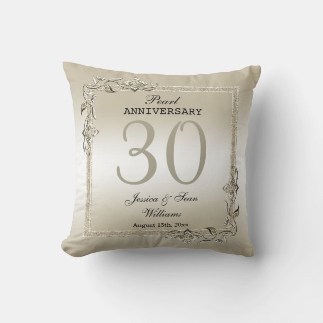 Pearl Gem & Glitter 30th Wedding Anniversary    Throw Pillow (Front)