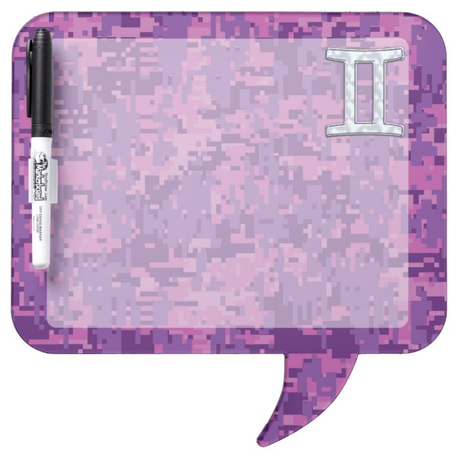 Pearl Gemini Zodiac Symbol on Digital Camouflage Dry-Erase Board (Front)