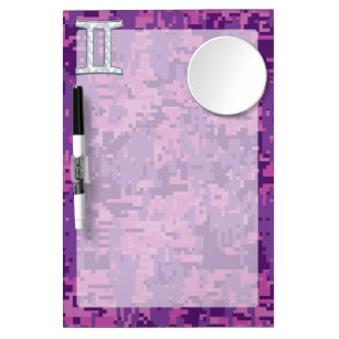Pearl Gemini Zodiac Symbol on Digital Camouflage Dry Erase Board With Mirror