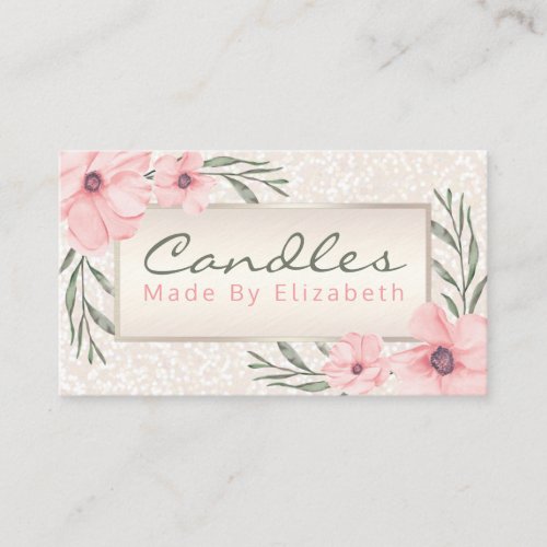 Pearl Glitter Floral Handmade Candle Soy Wax Melt Business Card
