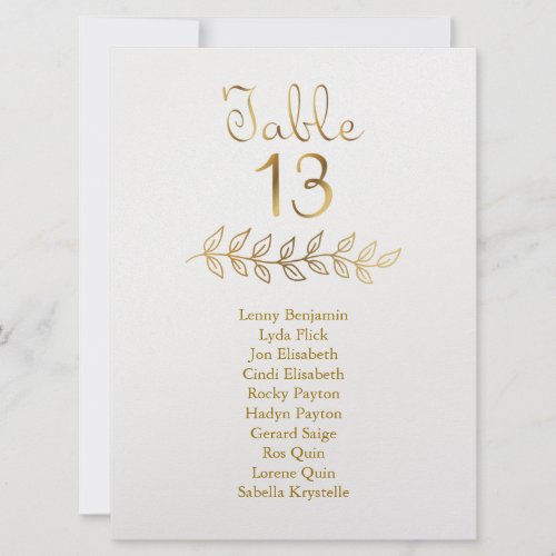 Pearl Gold Table Number 13 Seating Chart