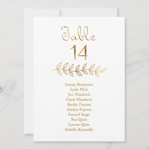 Pearl Gold Table Number 14 Seating Chart