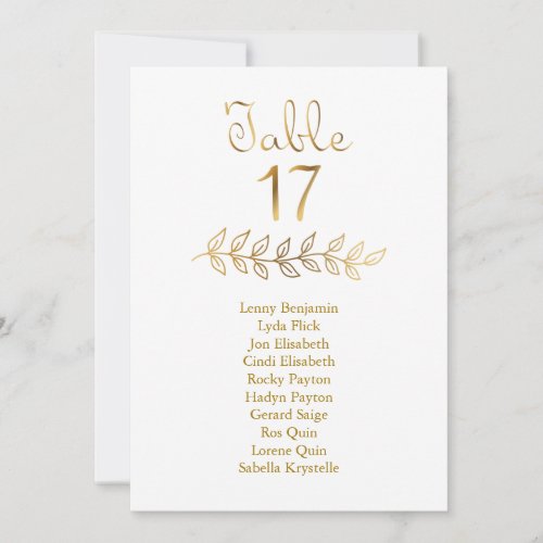 Pearl Gold Table Number 17 Seating Chart