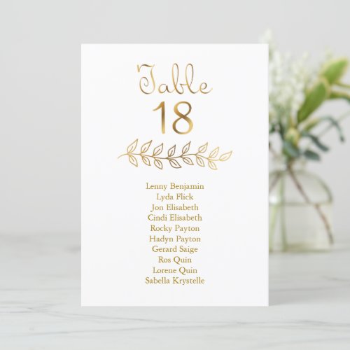 Pearl Gold Table Number 18 Seating Chart