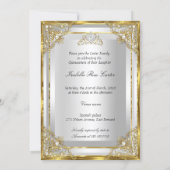 Pearl Gold White Quinceanera tiara carriage Invitation (Back)