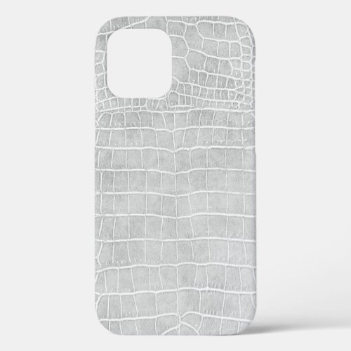 Pearl Gray Faux Crocodile Leather iPhone 12 Case