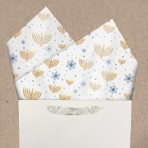 Pearl Gray Hanukkah Menorah Star of David Pattern Tissue Paper