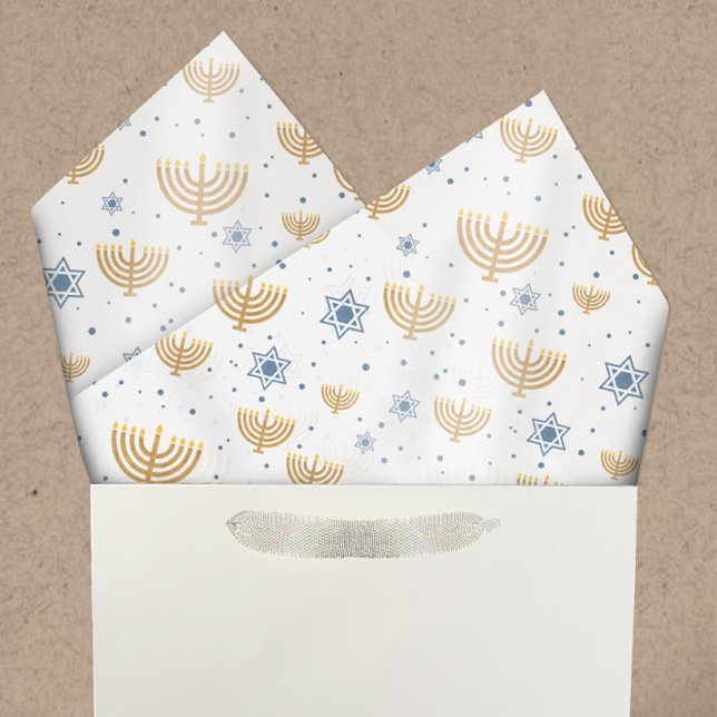 Pearl Gray Hanukkah Menorah Star of David Pattern Tissue Paper (Creator Uploaded)