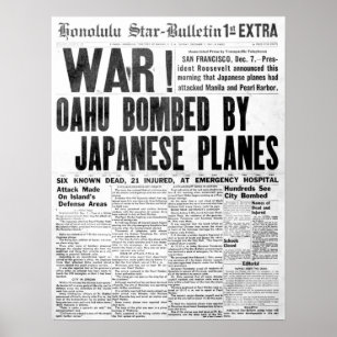 Pearl Harbor Attack Newspaper Poster