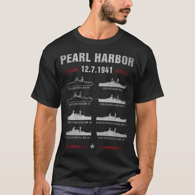 Pearl Harbor Battleship Memorial Day December 7Th  T-Shirt (Front)
