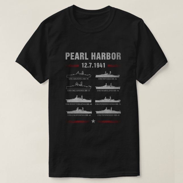 Pearl Harbor Battleship Memorial Day December  T-Shirt (Design Front)