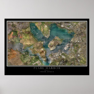 Pearl Harbor Hawaii Satellite Poster Map