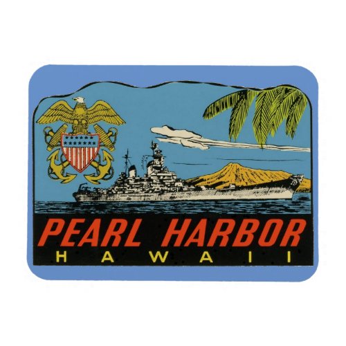 Pearl Harbor Hawaii Vintage Travel Flexible Magne Magnet