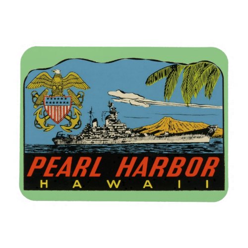 Pearl Harbor Hawaii Vintage Travel Flexible Magne Magnet