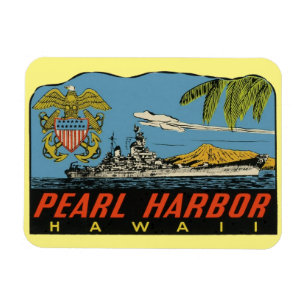 Pearl Harbor, Hawaii Vintage Travel Flexible Magnet