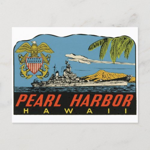 Pearl Harbor Hawaii Vintage Travel  Postcard