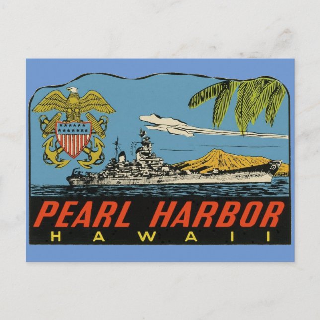 Pearl Harbor, Hawaii Vintage Travel  Postcard (Front)