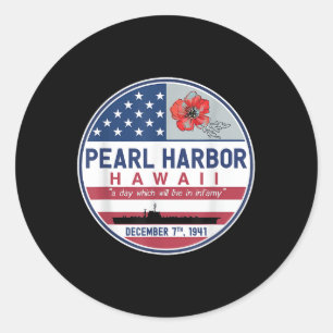 Pearl Harbor Memorial Hawaii Vintage Usa Flag Day Classic Round Sticker