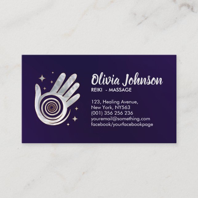 Pearl Healing Hands Energy Spiral Appointment  Business Card (Front)