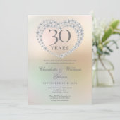Pearl Heart 30th Wedding Anniversary Photo Invitation (Standing Front)