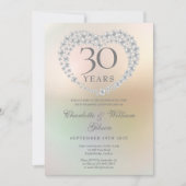 Pearl Heart 30th Wedding Anniversary Photo Invitation (Front)