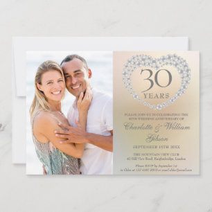 Pearl Heart 30th Wedding Anniversary Photo Invitation