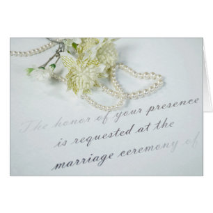Pearl Heart And Wedding Flowers Cards