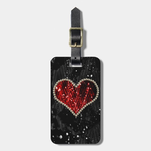 Pearl Heart Luggage Tag (Front Vertical)