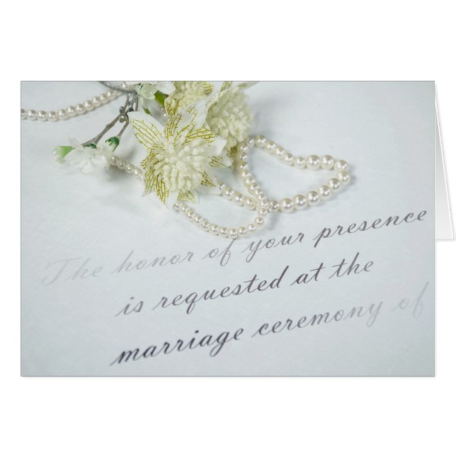 Pearl Heart On Wedding Invite (Front Horizontal)