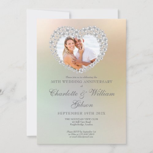 Pearl Heart Photo 30th Wedding Anniversary Invitation