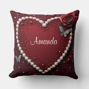 Pearl Heart Rose Valentine Home Decor Pillow ❤️