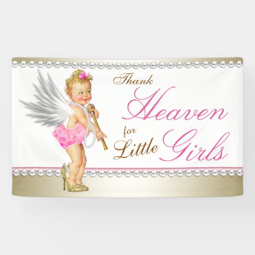 Pearl High Heel Princess Angel Baby Shower Banner