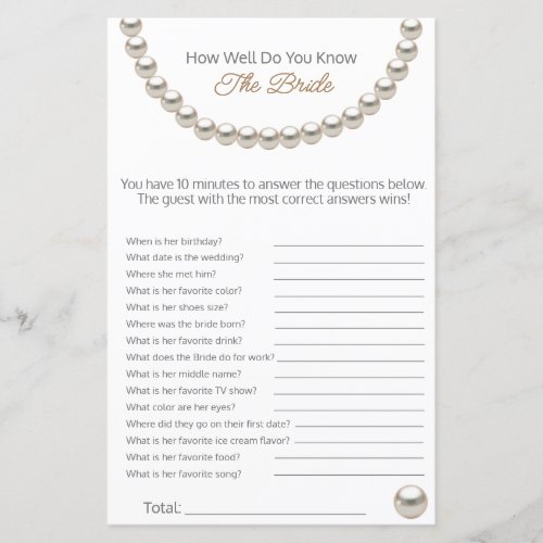 Pearl How Well Do You Know the Bride game