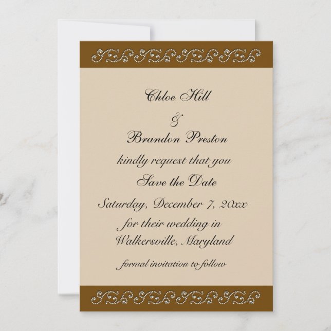 Pearl Icing on Mocha Save the Date (Front)