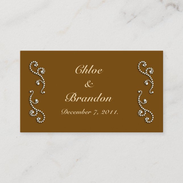 Pearl Icing on Mocha Wedding Website Card (Front)