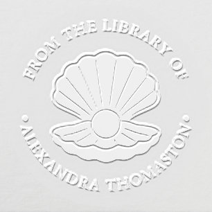 Pearl in Giant Clam #1 Round Library Book Name Embosser