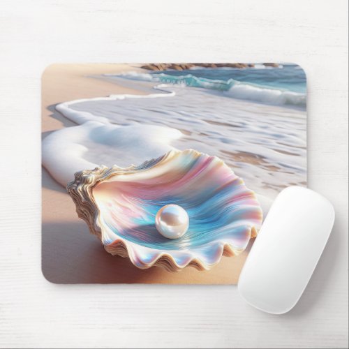 Pearl In Iridescent Oyster Shell Mouse Pad