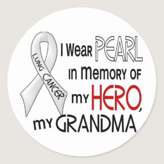 Pearl In Memory Of My Grandma Lung Cancer Classic Round Sticker