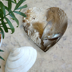 Pearl in Oyster and Natural Sea Coral Paperweight