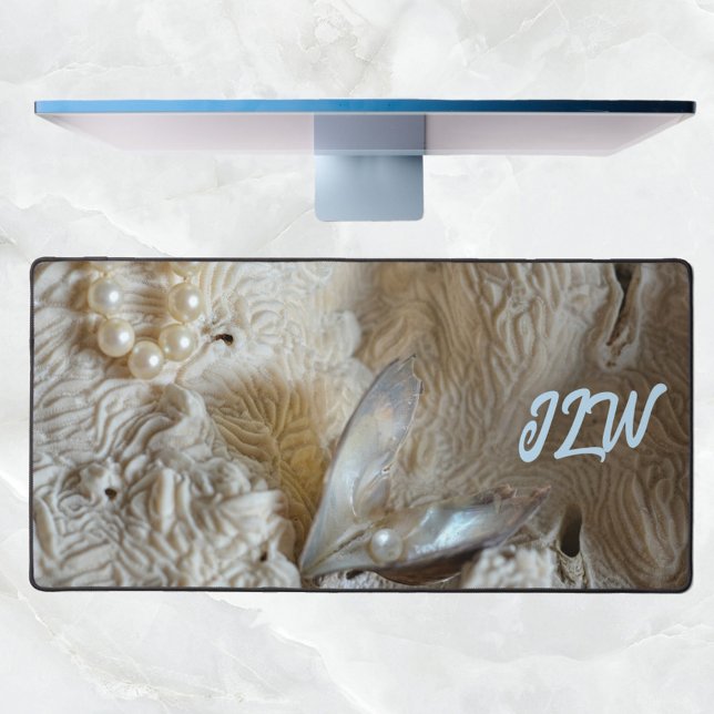 Pearl in Oyster and Natural Sea Coral Photographic Desk Mat (Creator Uploaded)
